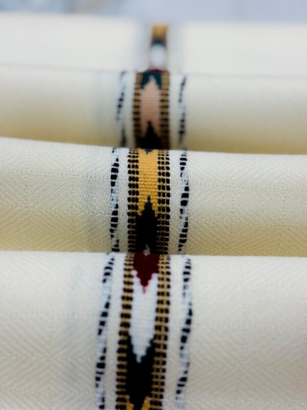 Premium Quality Off White Single Border Woolen Shawl - Image 7