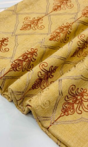 Hand-Embroidered Mustard Yellow Shawl