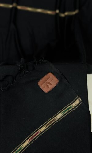 Bannuzai Premium Woolen Black Shawl with Hand-Embroidery Border