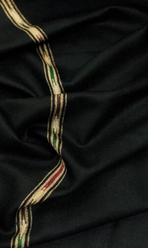 Bannuzai Premium Woolen Black Shawl with Hand-Embroidery Border