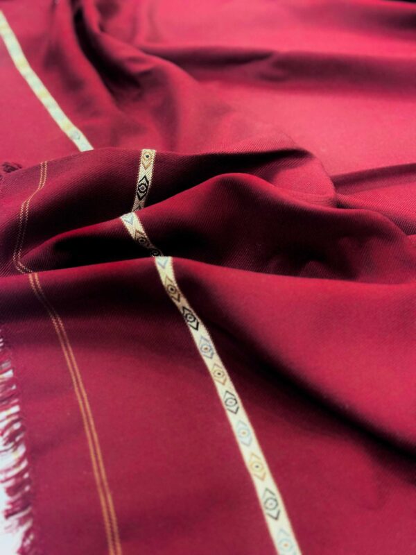 Premium Quality Maroon Shawl with Subtle Embroidered Border - Image 4